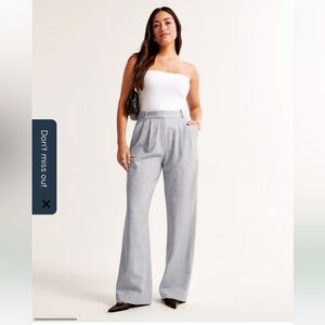 Curve Love A&F Sloane Tailored Wide Leg Pant, Size 6R, Gray Brushed Fabric